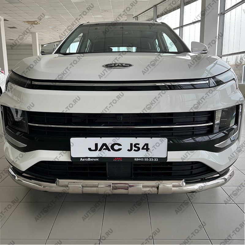 Защита переднего бампера двойная с перемычками JAC JS4 2022